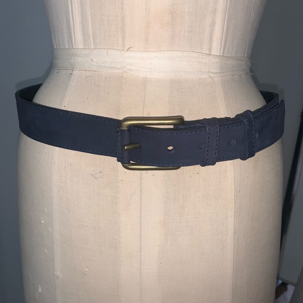Mulberry England navy Leather Belt Brass Buckle 32 unisex